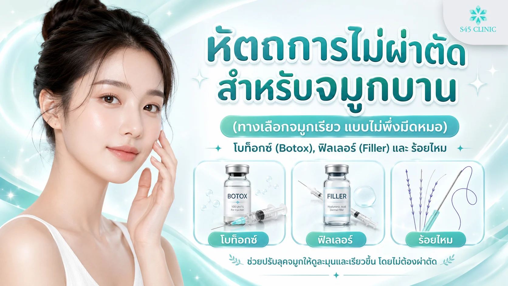 หัตถการไม่ผ่าตัดสำหรับจมูกบาน ฟิลเลอร์ โบทูลินัมท็อกซิน และร้อยไหม