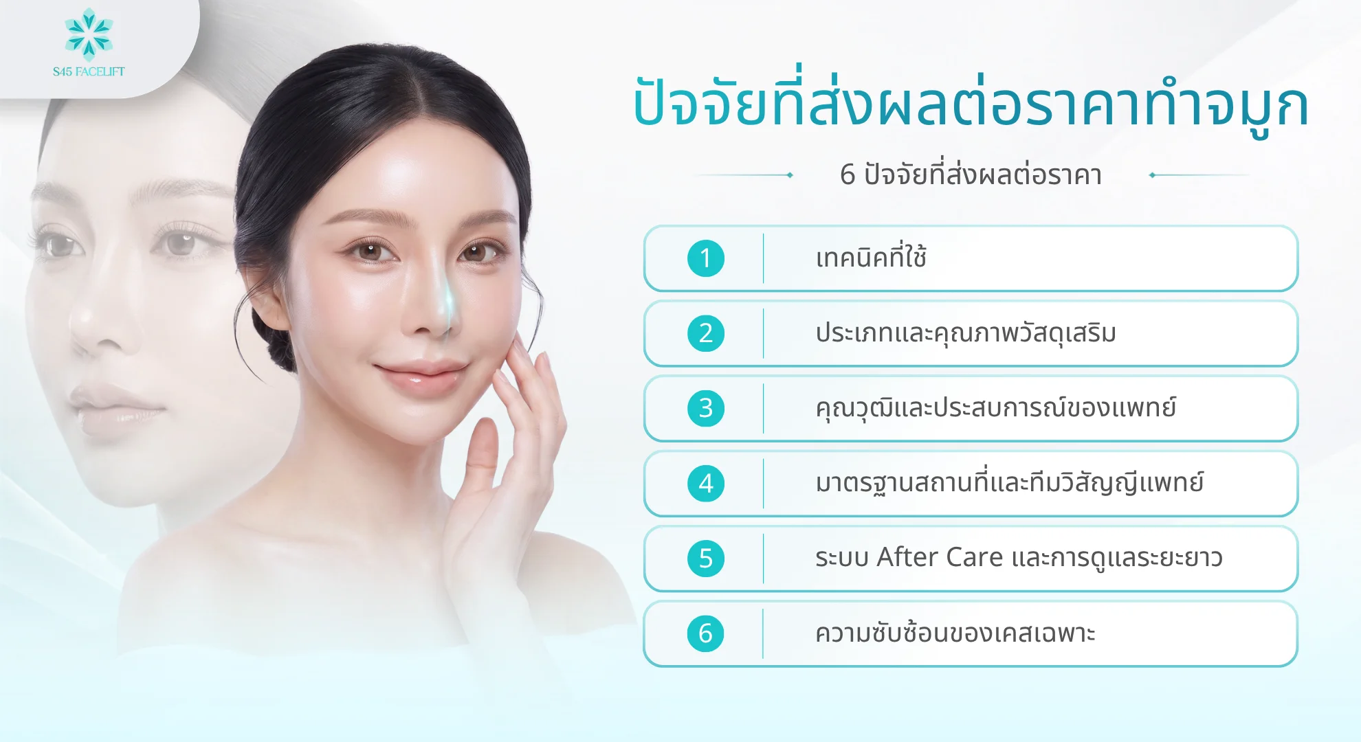 ทำจมูกราคา ปัจจัยที่มีผลต่อราคา