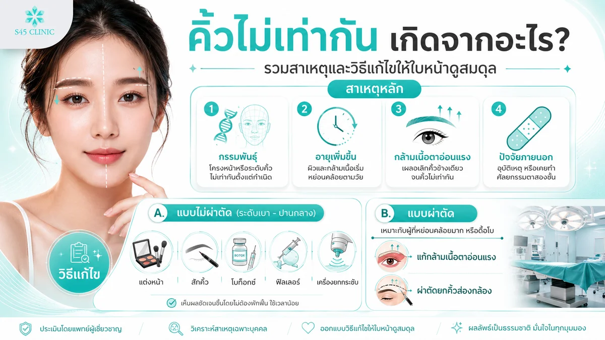 คิ้วไม่เท่ากัน เกิดจากอะไร รวมสาเหตุและวิธีแก้ไขให้ใบหน้าดูสมดุล