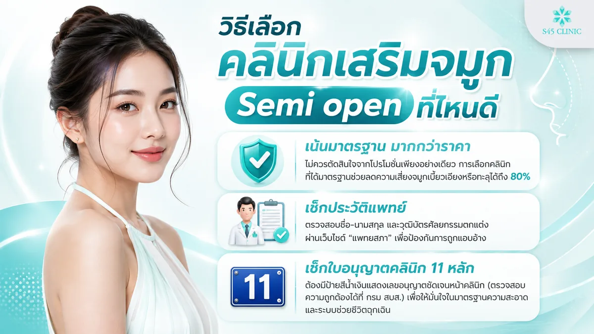 วิธีเลือกคลินิกเสริมจมูก Semi open