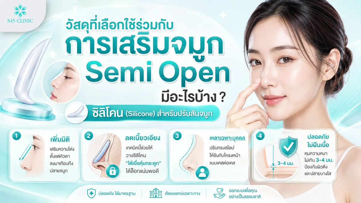 วัสดุที่เลือกใช้ร่วมกับการเสริมจมูก Semi Open