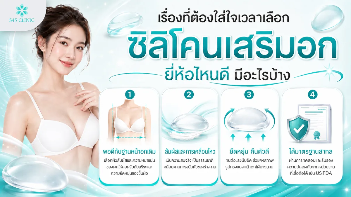 เกณฑ์เลือกซิลิโคนเสริมอก พอดีกับฐานหน้าอกเดิม สัมผัสและการเคลื่อนไหว ยืดหยุ่นคืนตัวดี และได้มาตรฐานสากล