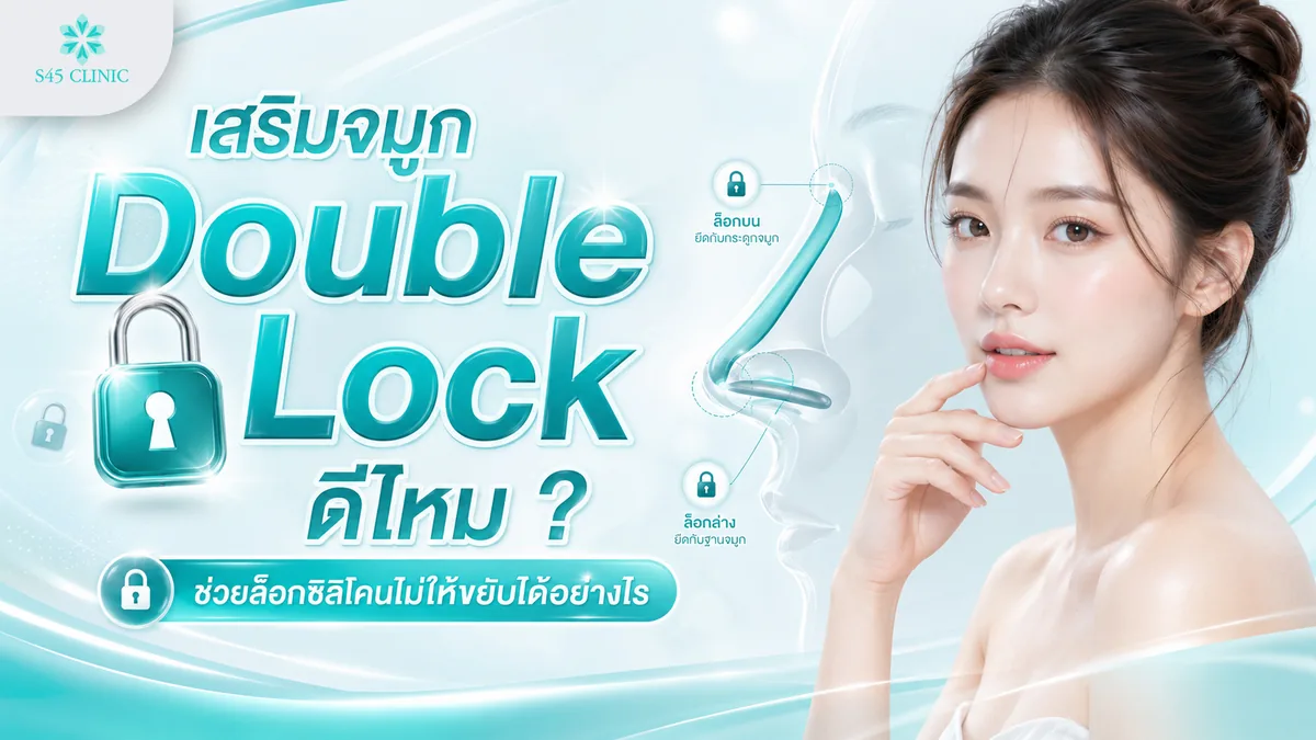 เทคนิคล็อกซิลิโคนสองชั้น ล็อกบนยึดกับกระดูกจมูก ล็อกล่างยึดกับฐานจมูก