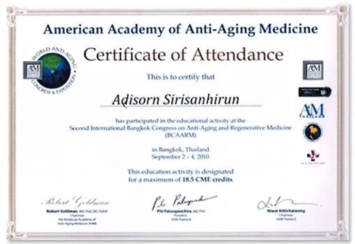การประชุม Second International Bangkok Congress on Anti-Aging and Regenerative Medicine (BCAARM) ของ American Academy of Anti-Aging Medicine กรุงเทพฯ วันที่ 2 ถึง 4 กันยายน 2553