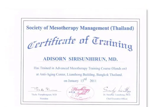 การอบรม Advanced Mesotherapy Training Course (Hands on) Society of Mesotherapy Management (Thailand) วันที่ 13 มกราคม 2554